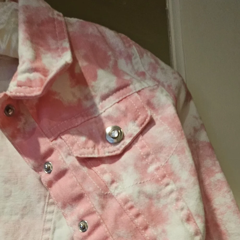 Young Hearts Pink & White Tie Dye Denim Jacket - Size 6X - Picture 5 of 12
